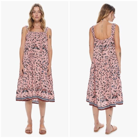 💕NATALIE MARTIN💕 Jasmine Dress ~ 100% Silk Lotus Print Champagne Medium M NWT - Picture 2 of 13